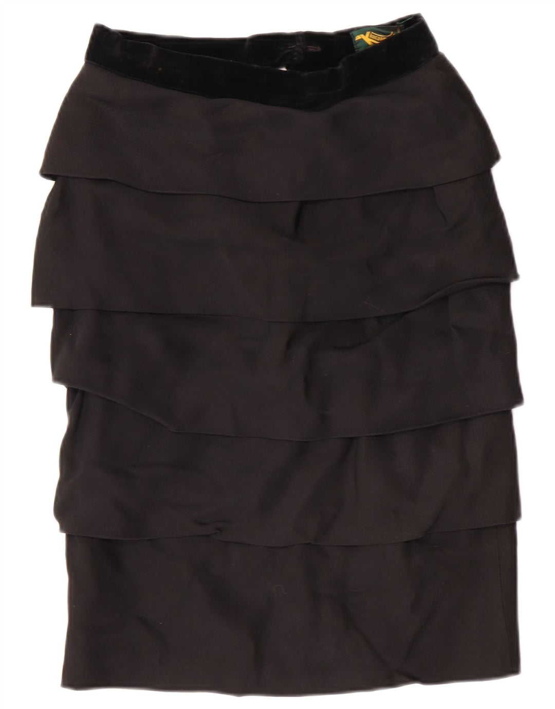 Warstwowa spódnica damska VINTAGE z wysokim stanem IT 42 Medium W26 Czarna wiskoza