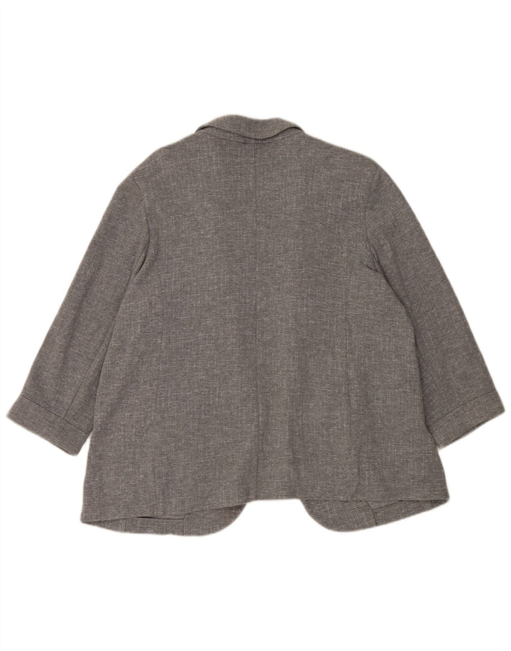 Marks & Spencer Damska marynarka z rękawami 3/4 i otwartymi, UK 20 2XL, szara bawełna