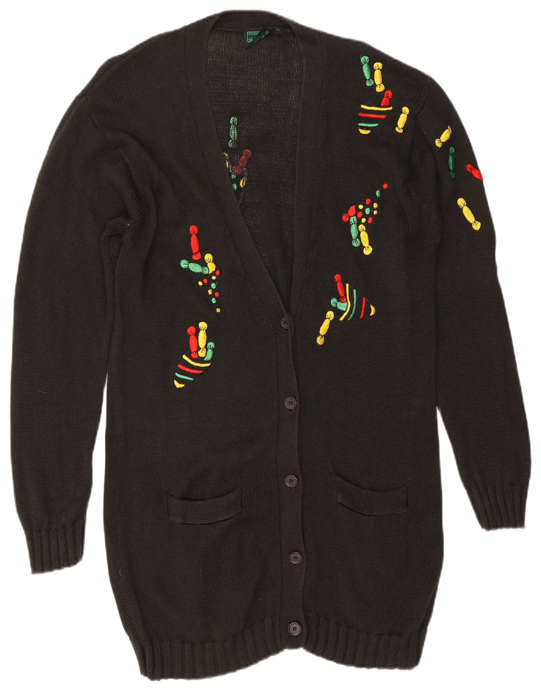 Sweter damski o przedłużonym fasonie VINTAGE EU 42, duży, czarny