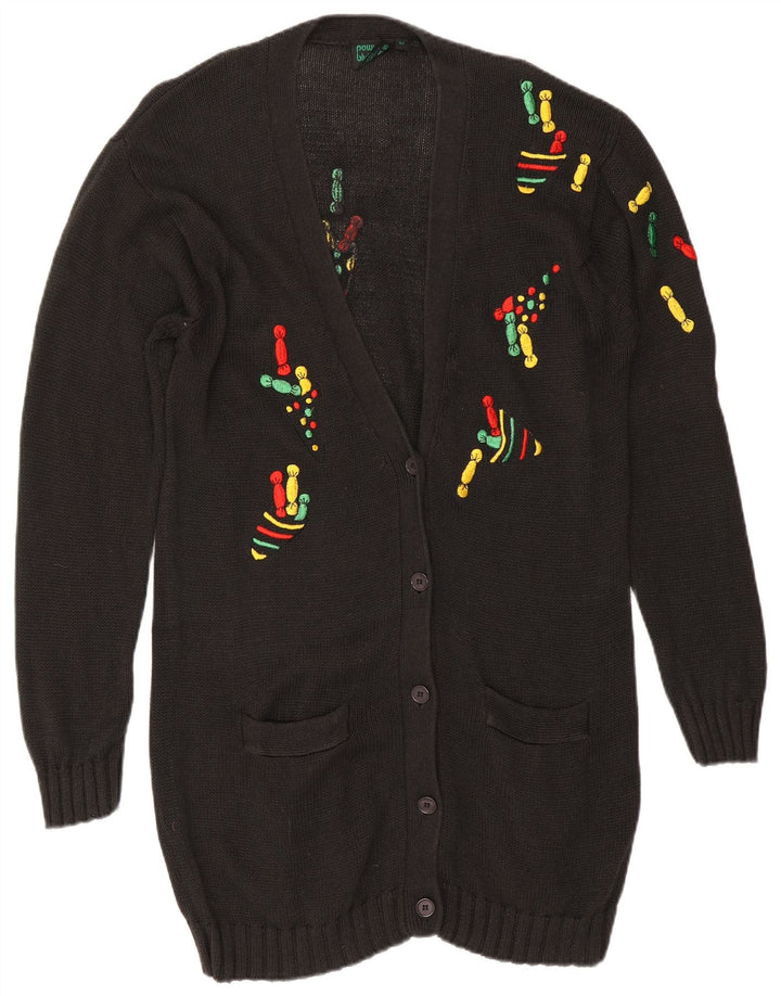 Sweter damski o przedłużonym fasonie VINTAGE EU 42, duży, czarny
