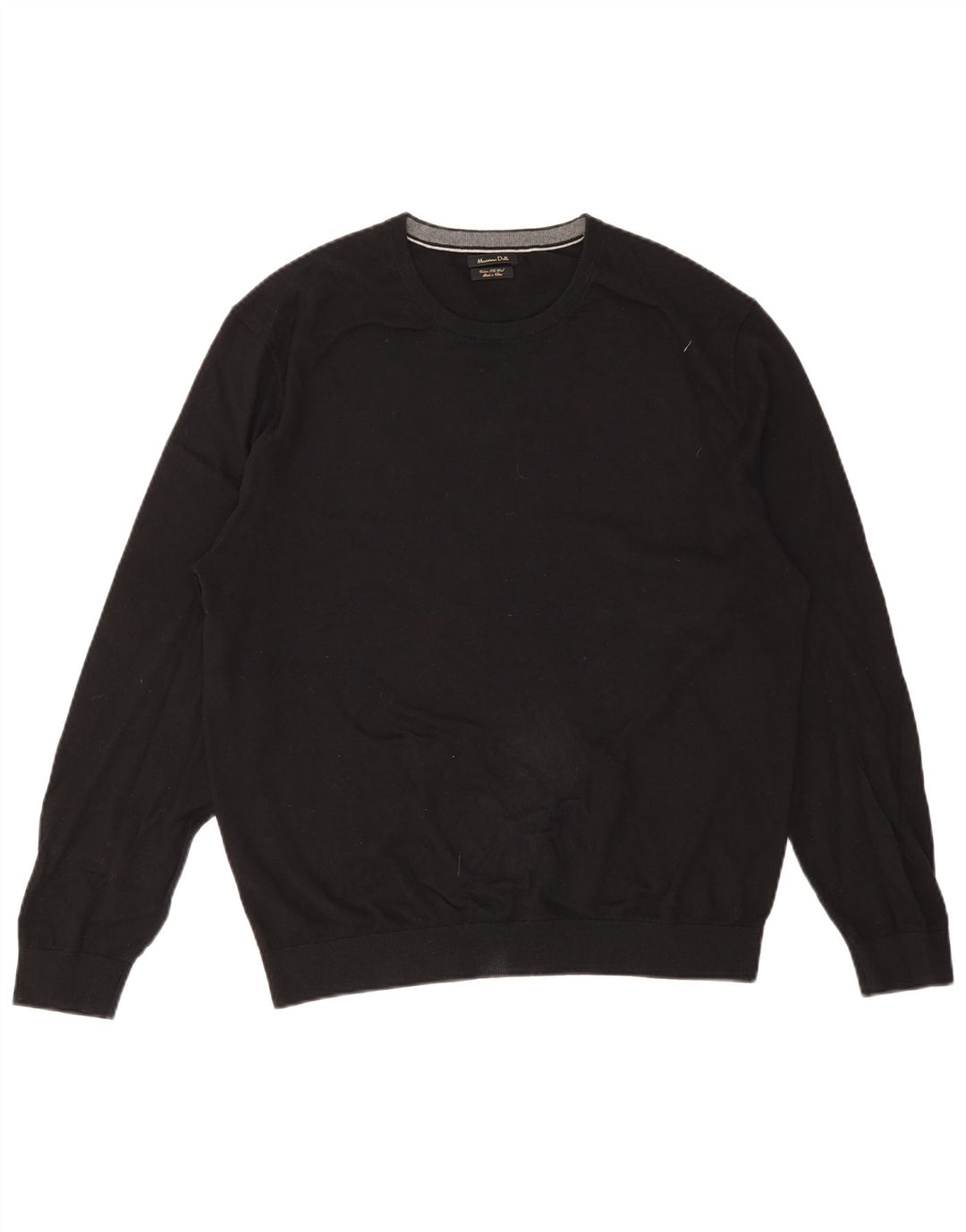 Męski sweter z okrągłym dekoltem Massimo Dutti 2XL, czarny, bawełniany