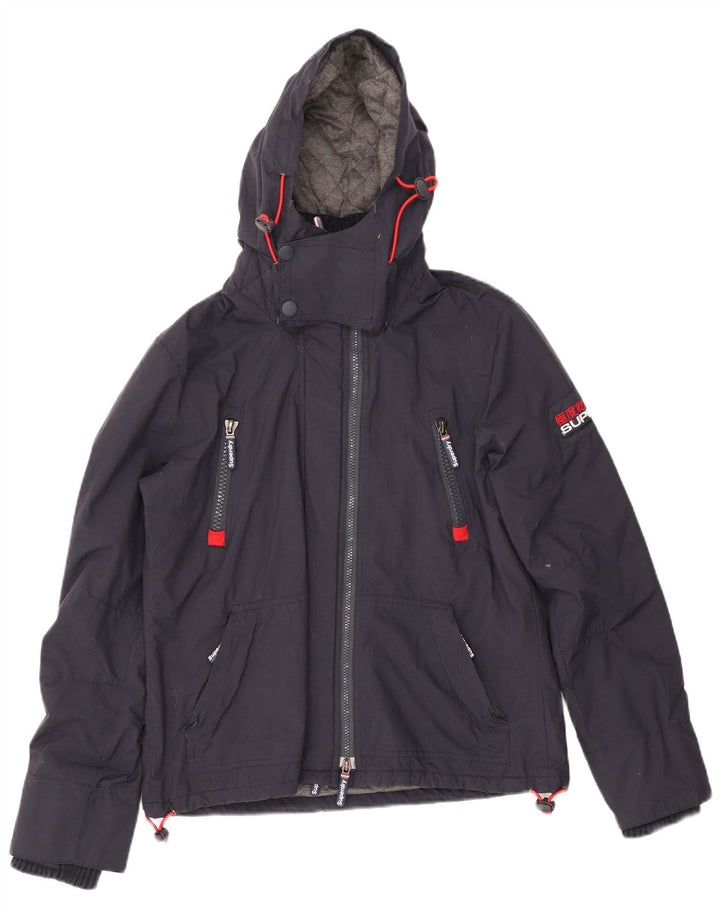 Damska kurtka wiatrówka SUPERDRY z kapturem UK 18 XL, granatowa, nylonowa