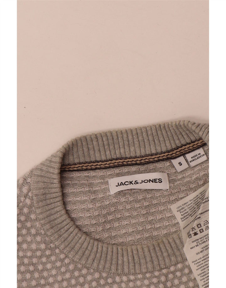 Męski sweter Jack & Jones z okrągłym dekoltem, mały, szary, bawełniany w cętki