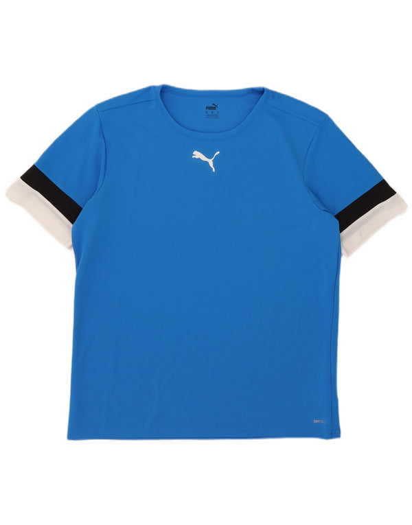 T-shirt męski Puma, top XL, niebieski, poliester z blokami kolorów