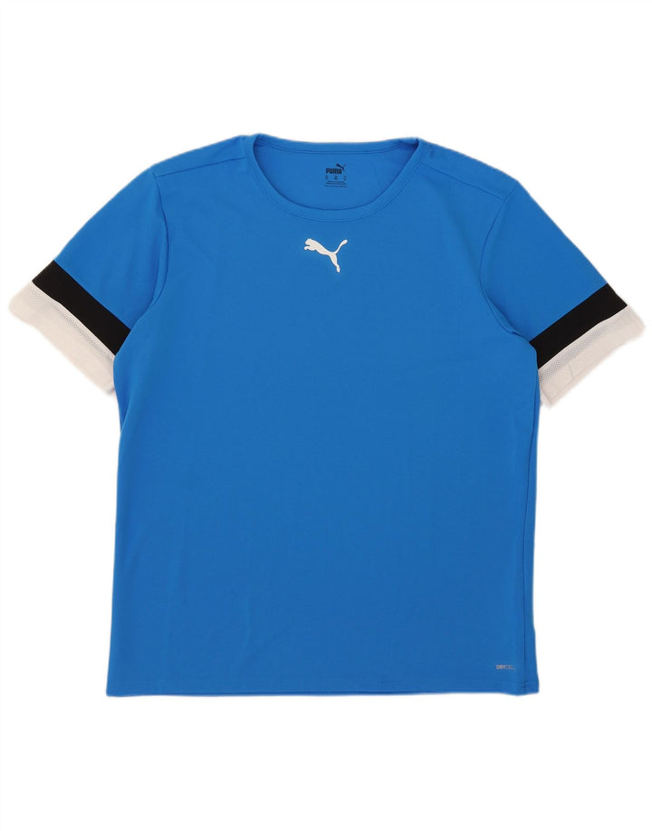 T-shirt męski Puma, top XL, niebieski, poliester z blokami kolorów