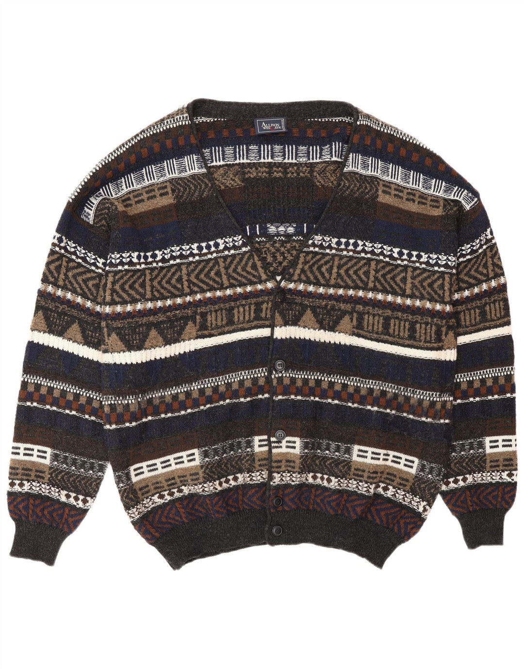 ALLISON WINGATE Męski sweter kardigan IT 56 2XL wielokolorowy Fair Isle