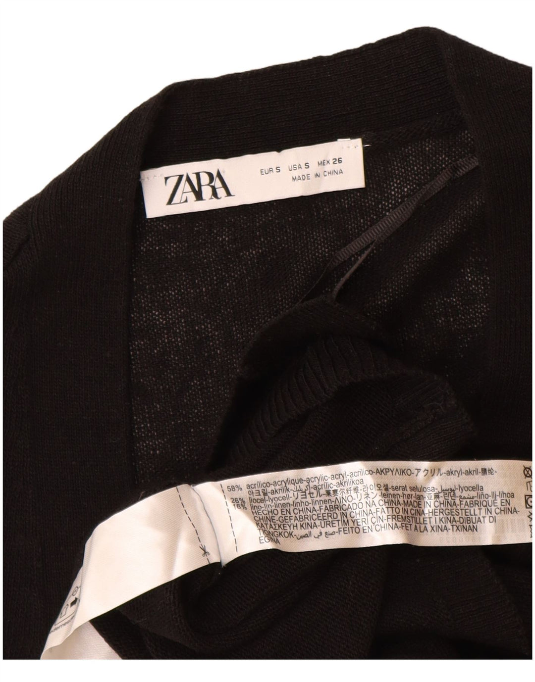Sweter damski Zara Cardigan UK 10 Mały czarny akryl