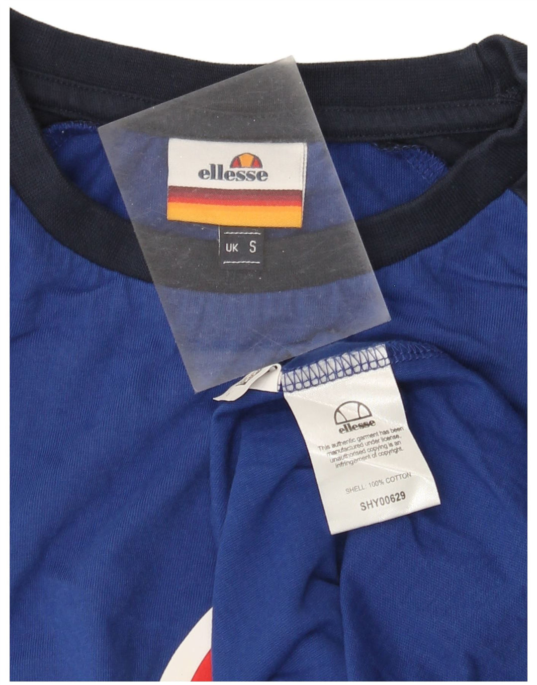 Męski T-shirt z grafiką Ellesse, mały, niebieski, bawełniany blok kolorów