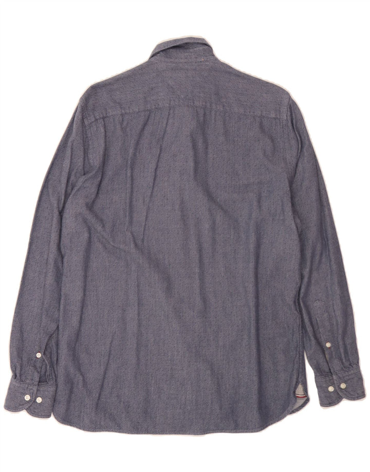 TOMMY HILFIGER Mens Regular Fit Shirt Medium Blue Spotted Cotton Vintage Tommy Hilfiger and Second-Hand Tommy Hilfiger from Messina Hembry 