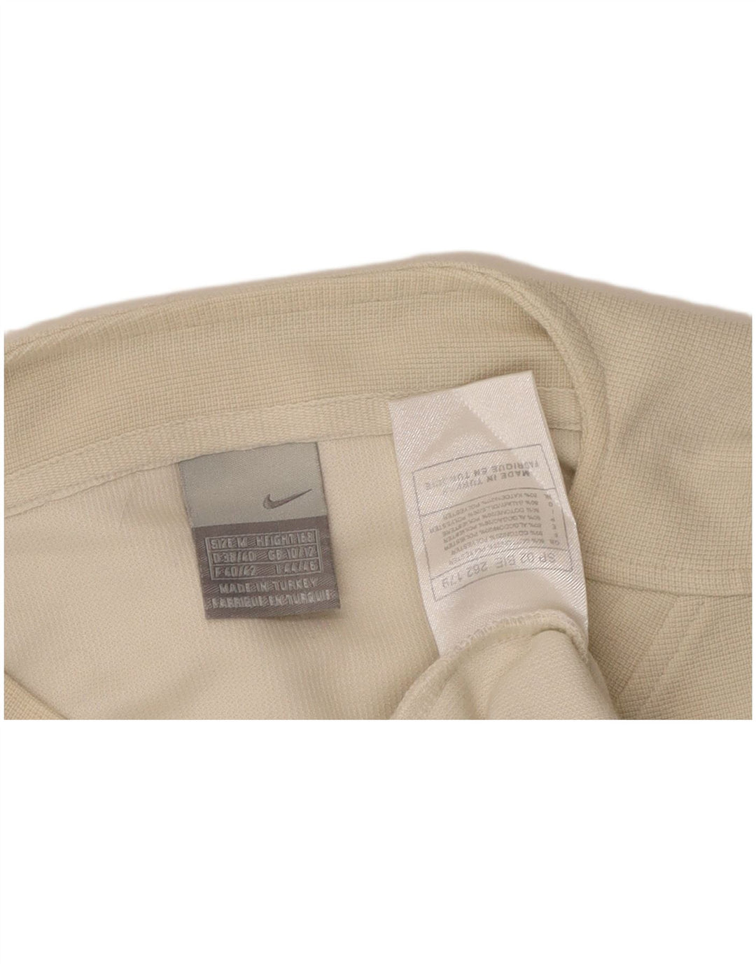 Damski krótki top NIKE z długim rękawem, UK 10/12, średni, złamanej bieli, bawełniany