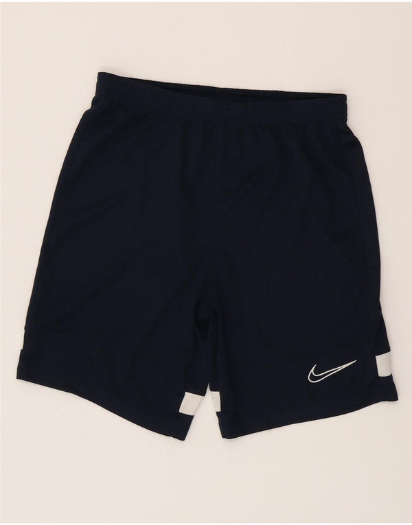Chłopięce spodenki sportowe NIKE Dri Fit w wieku 12-13 lat, duże, granatowe, z blokami kolorów