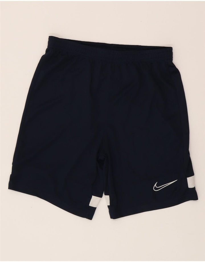 Chłopięce spodenki sportowe NIKE Dri Fit w wieku 12-13 lat, duże, granatowe, z blokami kolorów