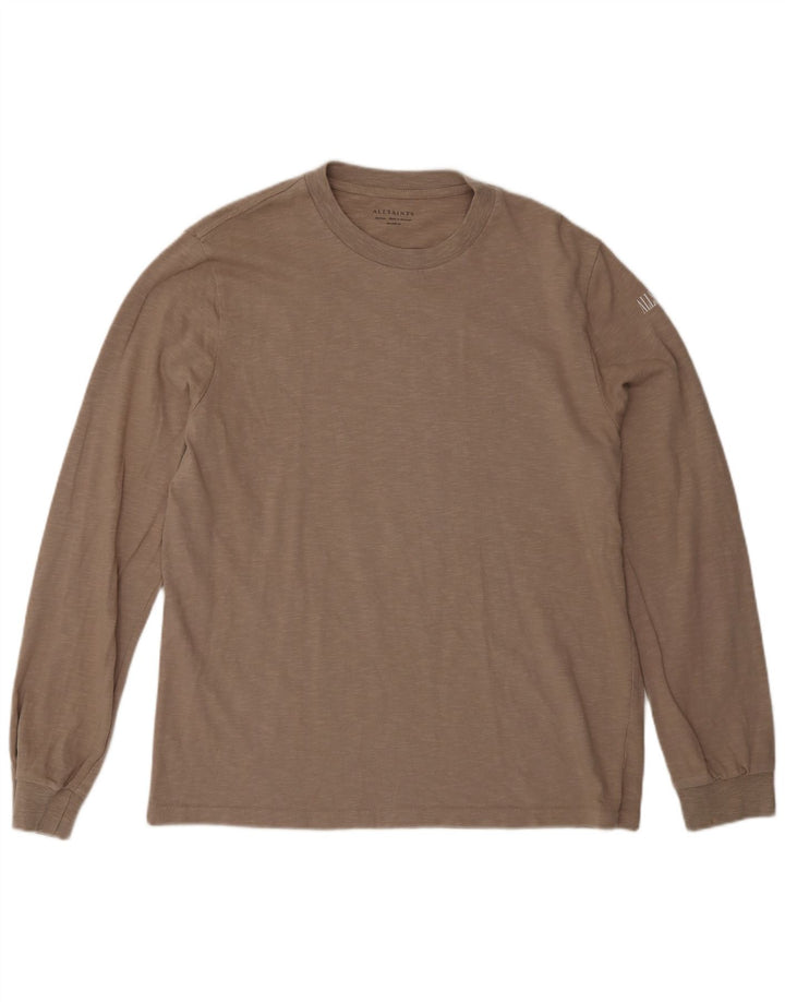 Męski top All Saints z długim rękawem, średnio beżowy, nakrapiany