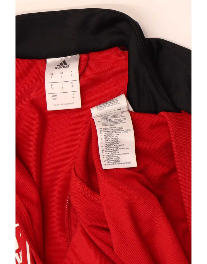 Adidas Męska bluza dresowa z grafiką, mała czerwona, poliestrowa z blokami kolorów