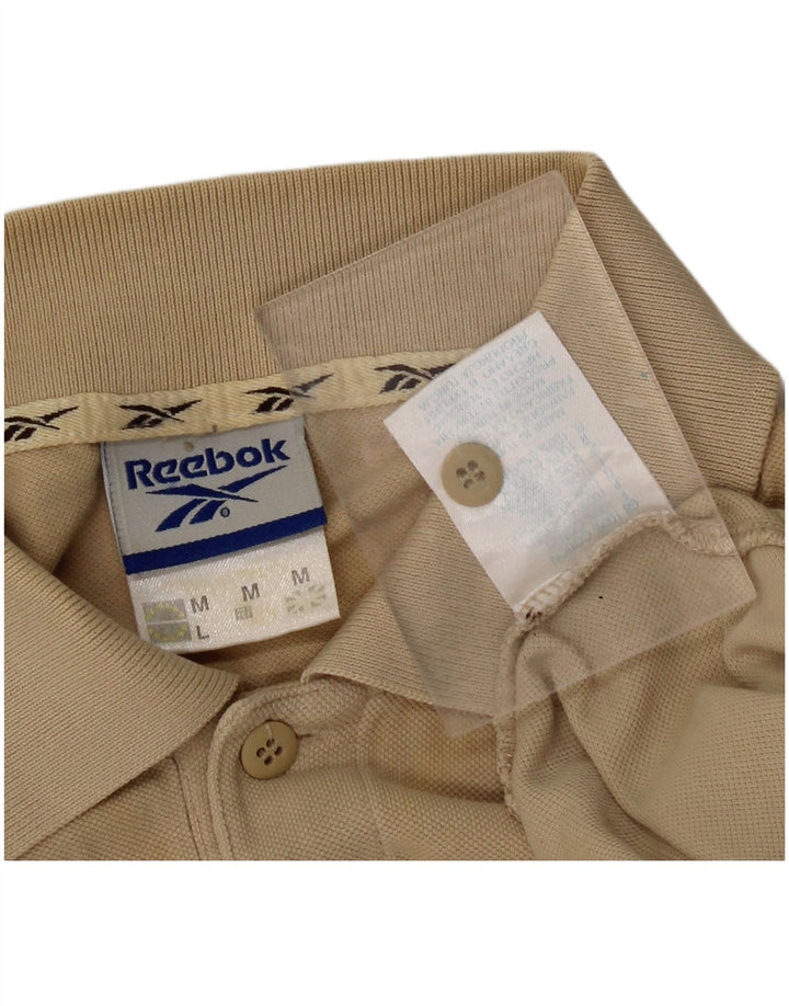 REEBOK Mens Polo Shirt Medium Beige Cotton