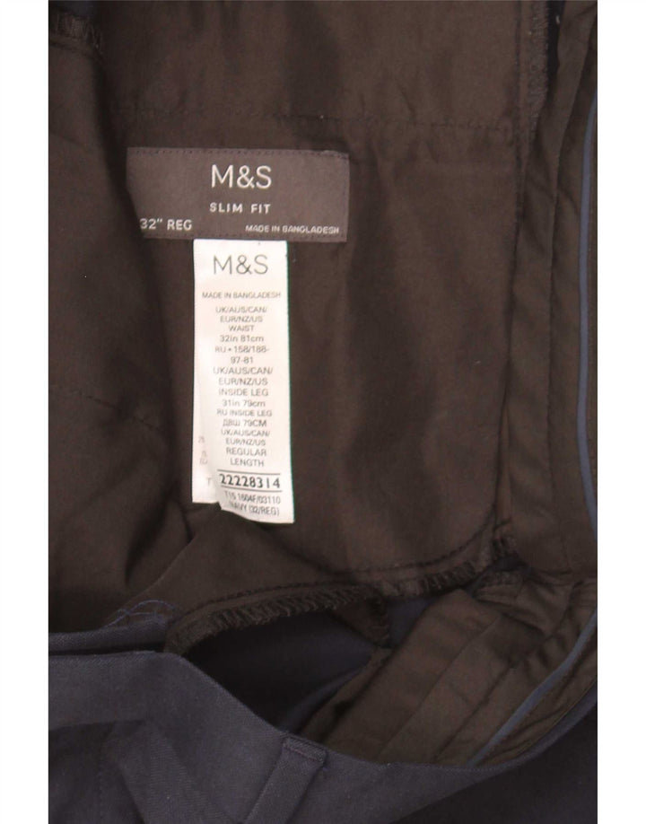 Marks & Spencer Męskie spodnie garniturowe slim fit W32 L31 Granatowy poliester
