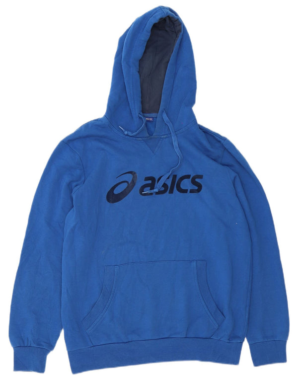 Męski sweter z kapturem Asics z grafiką, średnioniebieski, bawełniany