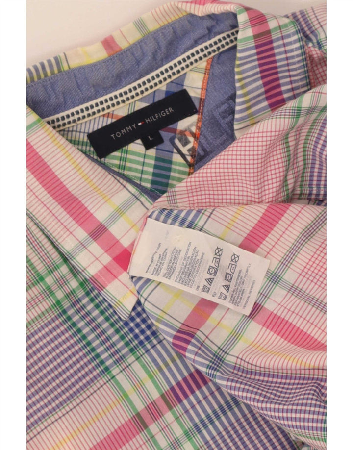 Męska koszula z krótkim rękawem Tommy Hilfiger, duża, wielobarwna, bawełniana krata