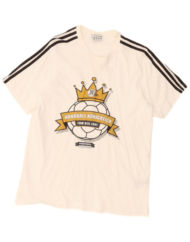 Męska koszulka graficzna Adidas Top UK40/42 Średnia biała bawełna