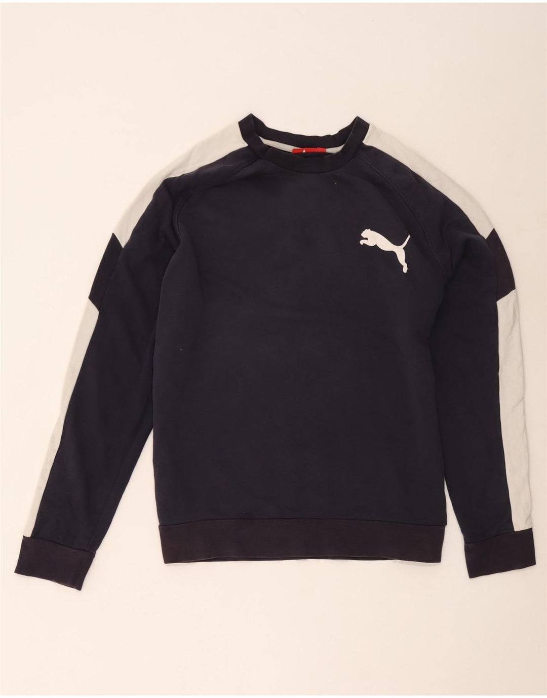 Męska bluza Puma Sweter, duża, granatowa, bawełniana w bloki kolorów