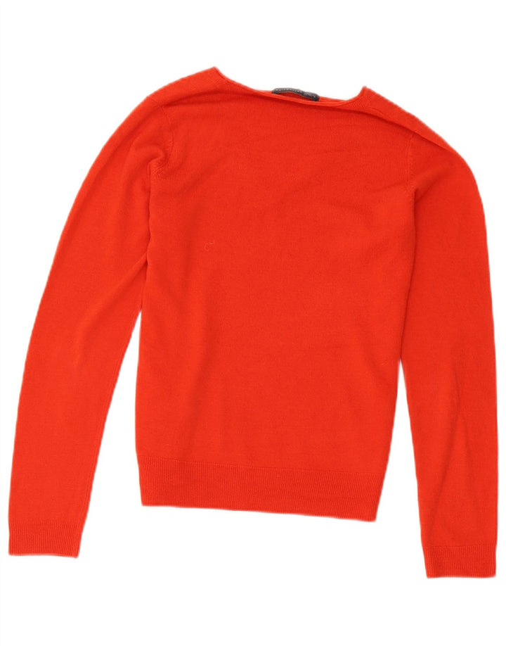 Marks & Spencer Damski sweter z dekoltem w kształcie litery V, UK 8, mały, pomarańczowy, akrylowy