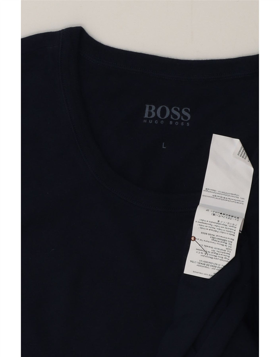T-shirt męski HUGO BOSS, duży, bawełniany, granatowy