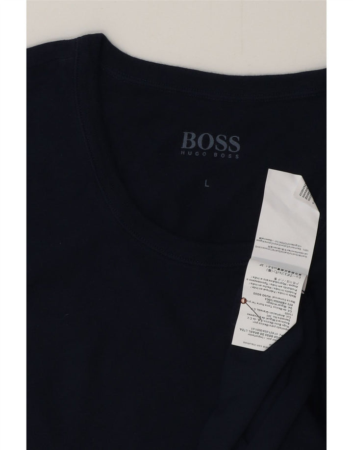 T-shirt męski HUGO BOSS, duży, bawełniany, granatowy
