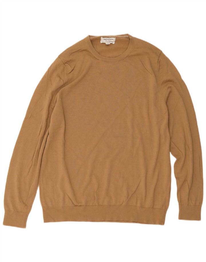 Marks & Spencer Męski sweter z okrągłym dekoltem i autografem 2XL w kolorze beżowym