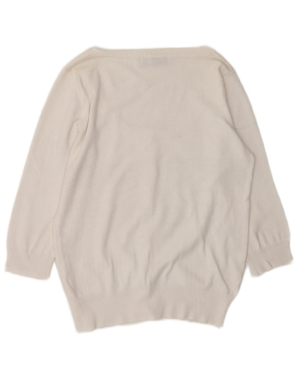 Damski sweter rozpinany z rękawem 3/4 Zara UK 14, średnia biała bawełna