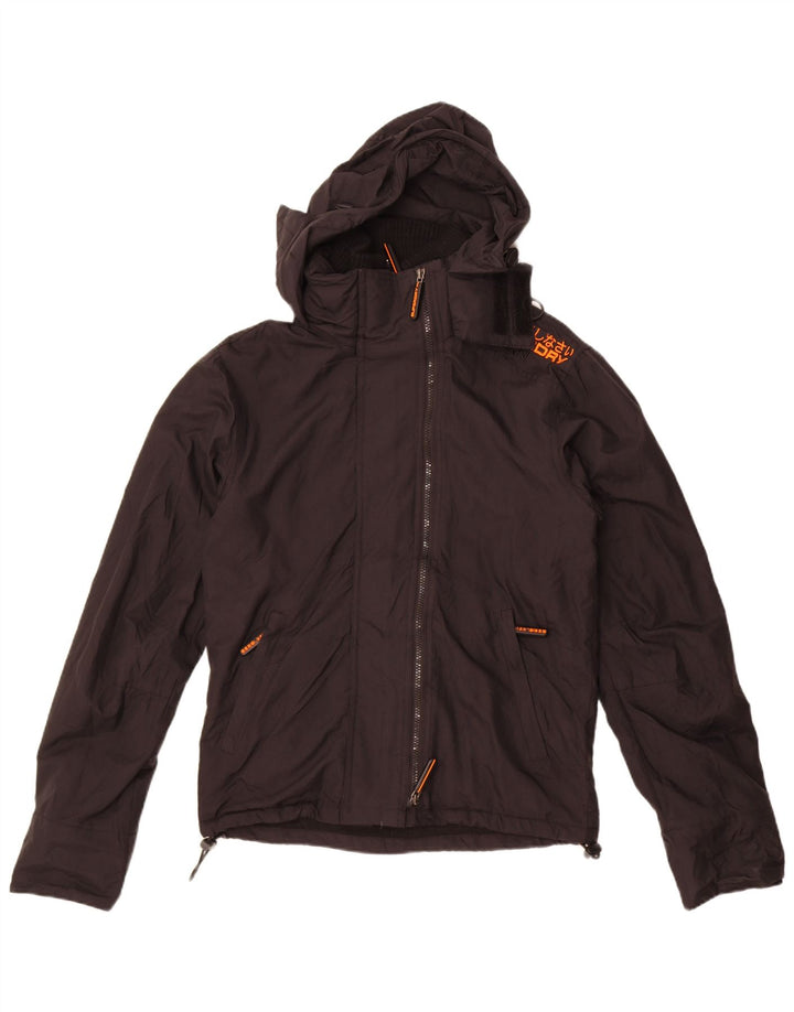Męska kurtka wiatrówka z kapturem Superdry UK 36, mały, czarny nylon