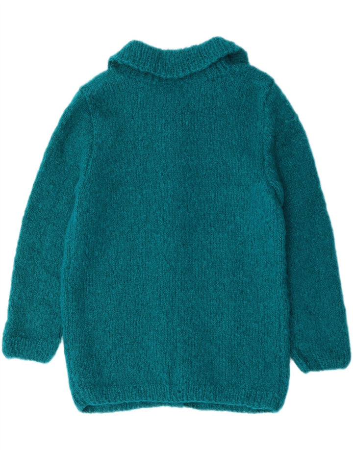 Sweter damski w stylu vintage, rozpinany UK 12, średni niebieski