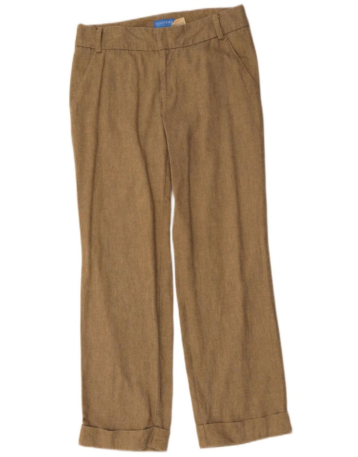 Spodnie damskie DOCKERS proste chino US 8 średnie W32 L30 beżowa bawełna