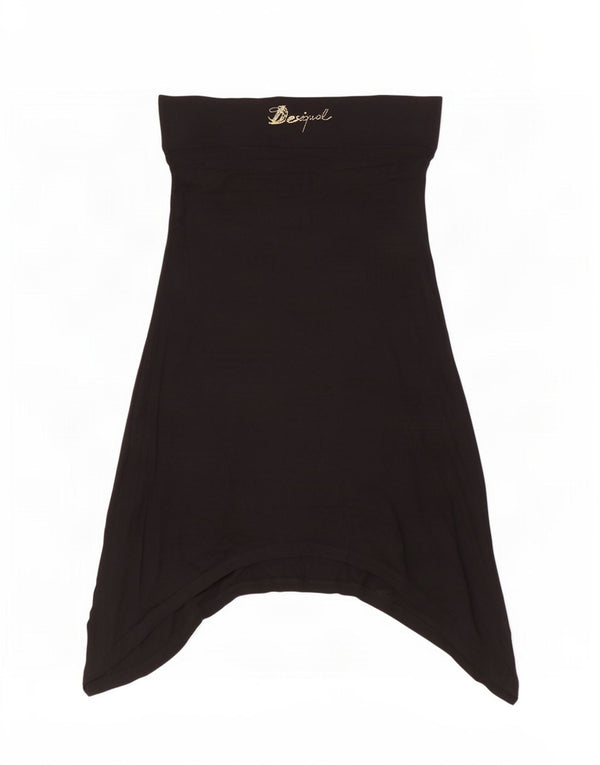 Desigual damska asymetryczna spódnica z wysokim stanem XL W34 czarna w kwiaty