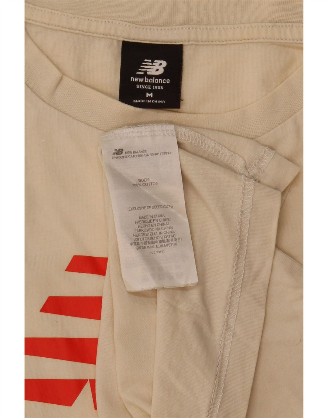 Męski T-shirt z grafiką New Balance, średnio beżowy, bawełniany