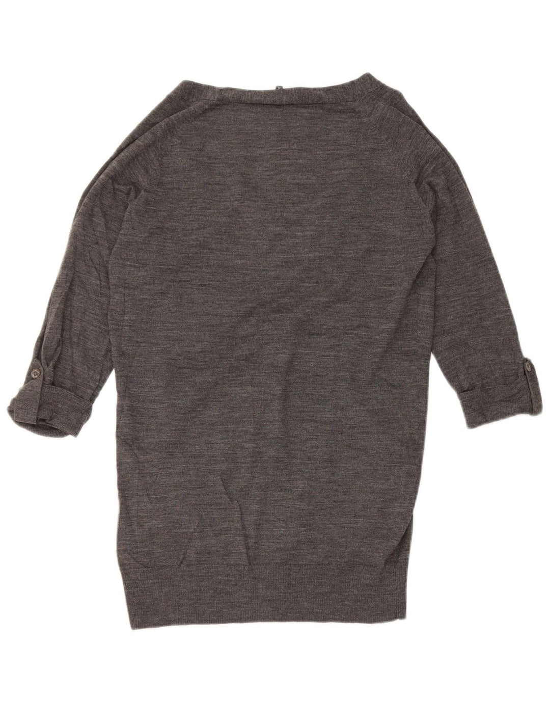 Damski sweter rozpinany Jaeger z rękawem 3/4 UK 12, średnioszary, wełniany w cętki