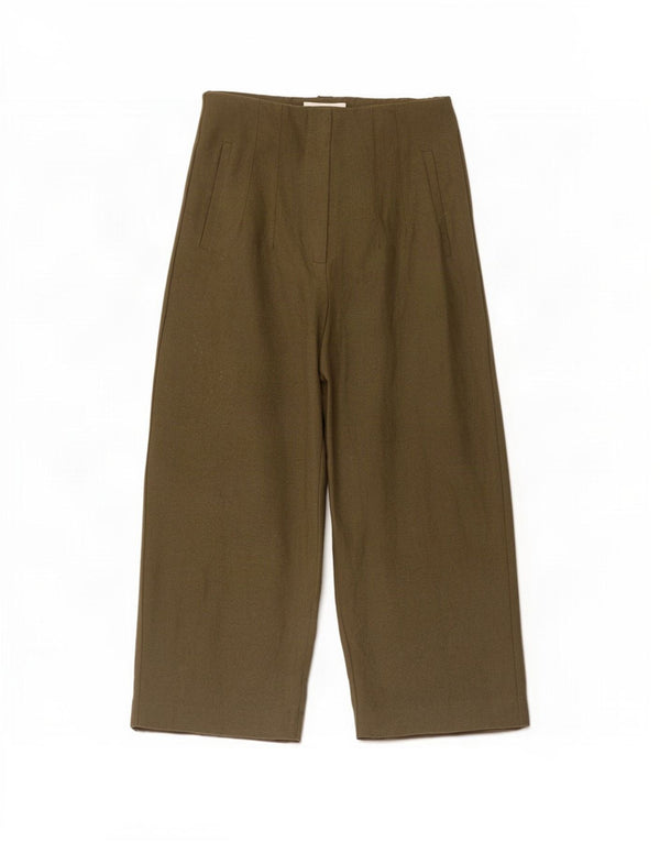 Damskie spodnie codzienne z szerokimi nogawkami Zara, średnie W26 L23, bawełna khaki
