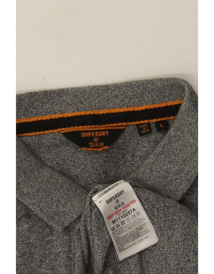 Męska koszulka polo Superdry z grafiką, duża, szara, bawełniana w plamki
