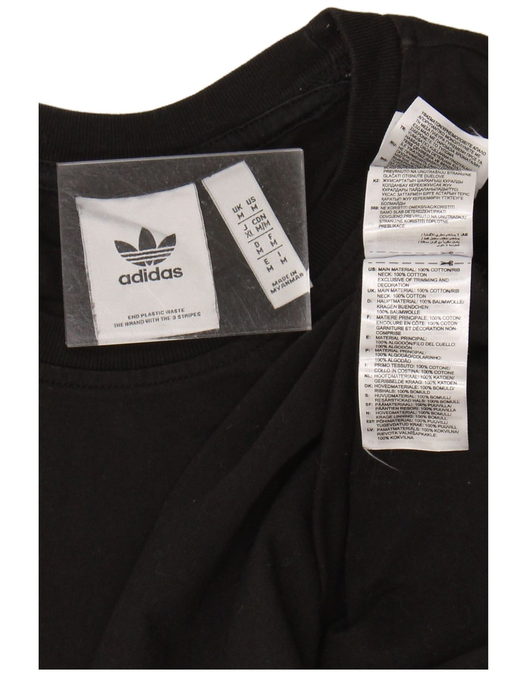 ADIDAS Mens Graphic T-Shirt Top Medium Black Cotton