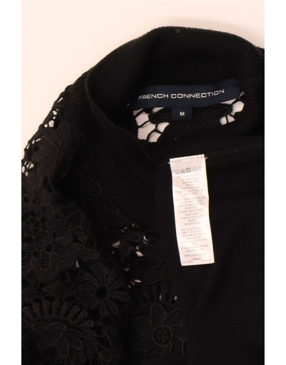 Damski sweter z golfem French Connection UK 14 Średni czarny w kwiaty