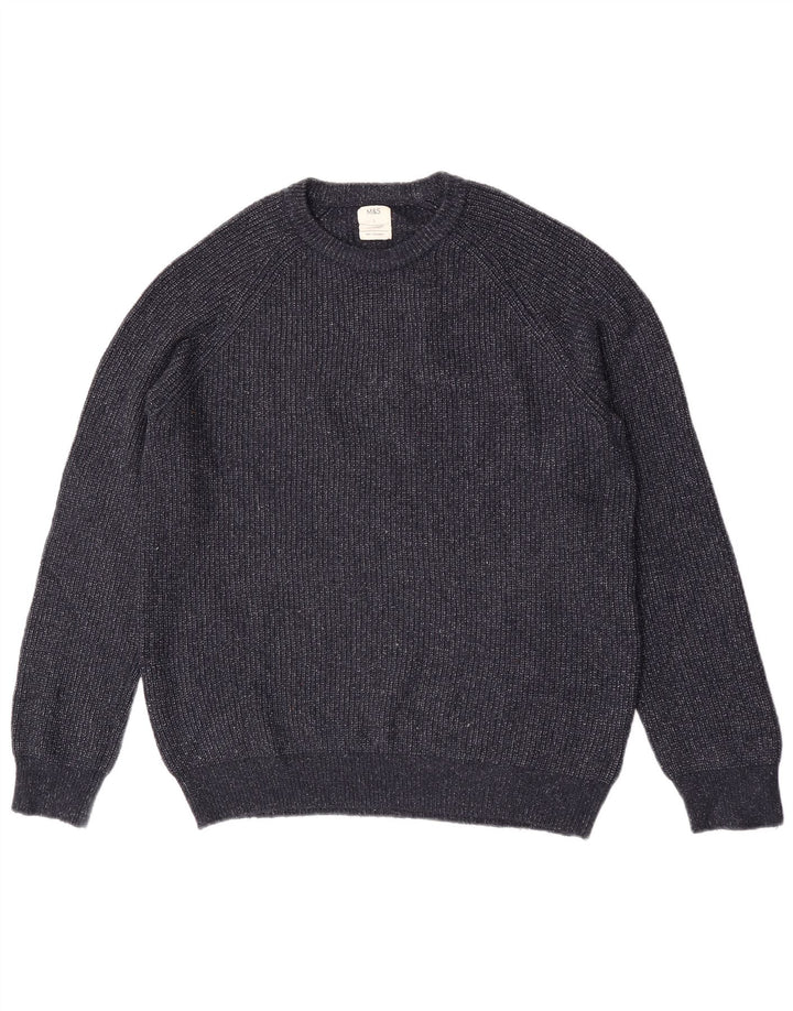 Marks & Spencer Męski sweter z okrągłym dekoltem, duży, granatowy, nakrapiany