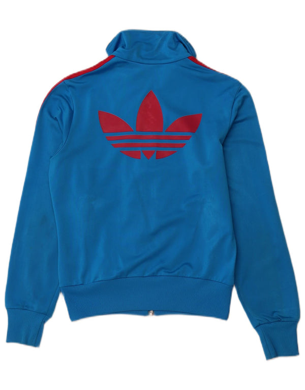 Damska bluza dresowa Adidas z grafiką, EU 36, mała, niebieska, poliester
