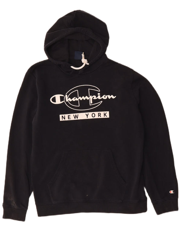 Damski sweter z kapturem CHAMPION New York Graphic UK 16, duży, czarny, bawełniany