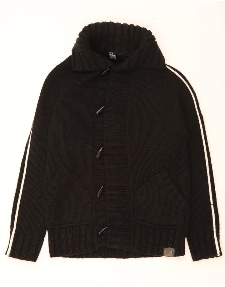 Vintage męski sweter rozpinany, duży czarny akryl