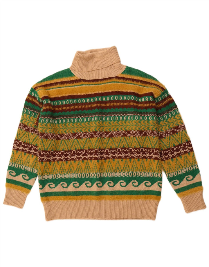 VINTAGE Męski sweter z wywijanym dekoltem, duży, wielokolorowy Fair Isle