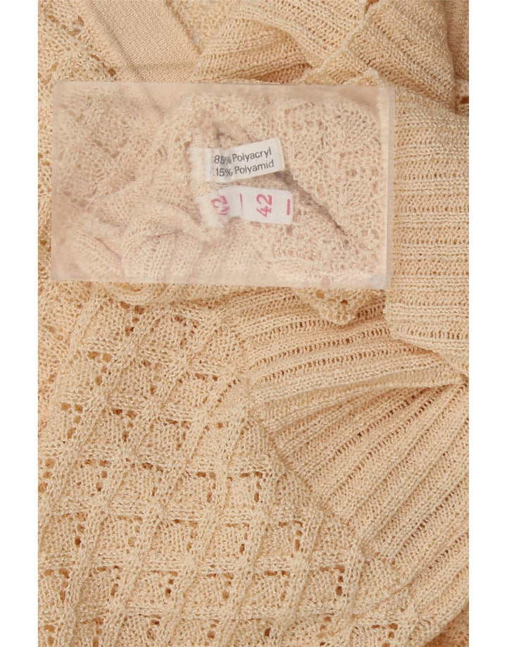 Damski sweter VINTAGE z krótkim rękawem i dekoltem w kształcie litery V IT 42 średni złamanej bieli