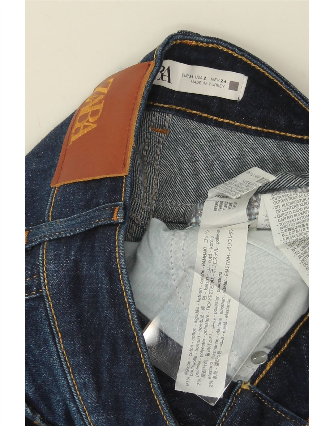 Damskie jeansy rozkloszowane ZARA EU 34 2XS W24 L31 Granatowe, bawełniane