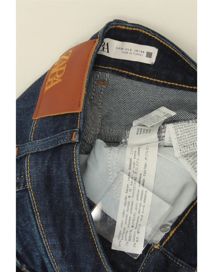 Damskie jeansy rozkloszowane ZARA EU 34 2XS W24 L31 Granatowe, bawełniane