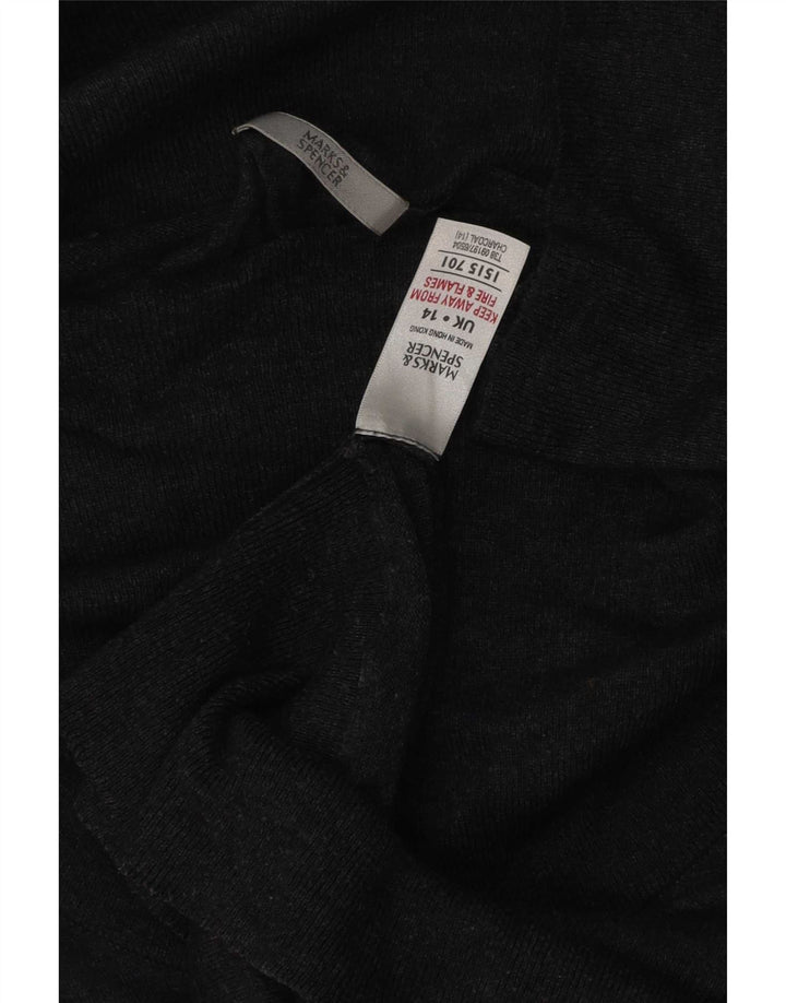 Marks & Spencer Damski sweter z golfem UK 14, duży, szary poliamid