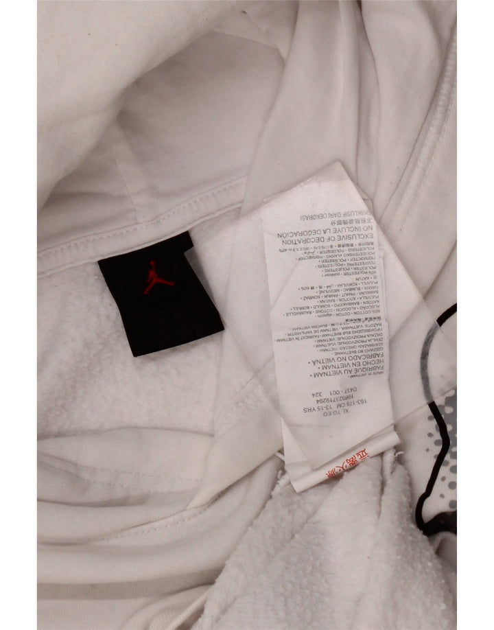 Chłopięcy sweter z kapturem JORDAN z grafiką 13-14 lat XL, biała bawełna