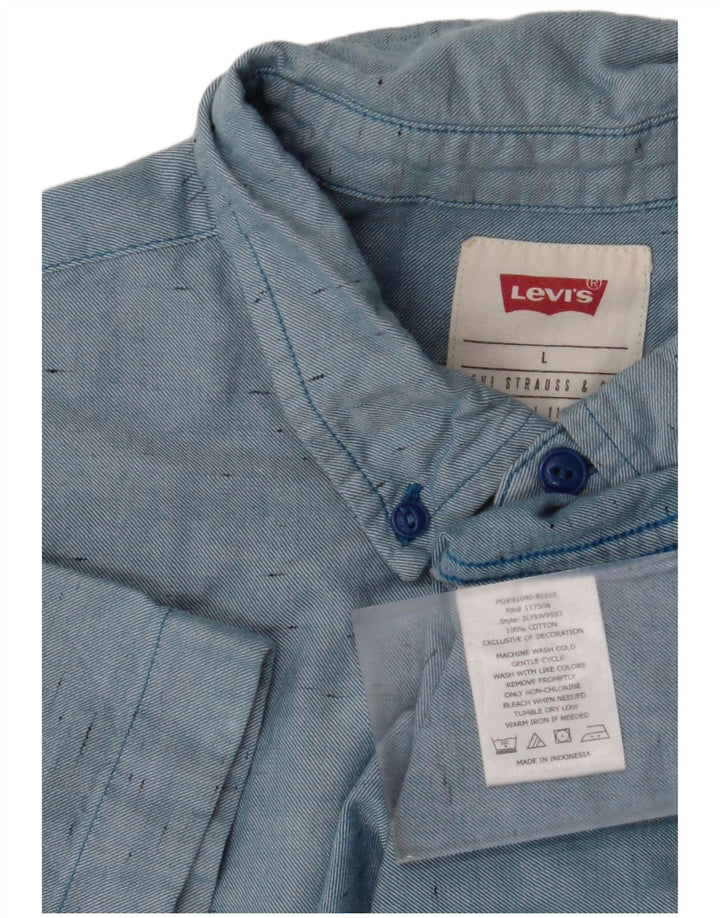 Męska koszula z krótkim rękawem Levi's, duża, niebieska, bawełniana w cętki